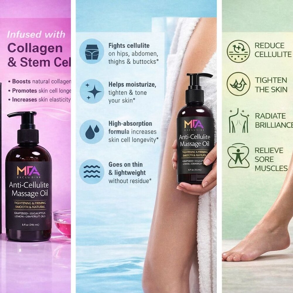MFA Exclusive Anti-Cellulite Massage Oil 8oz | Firming & Tightening Body Oil - Picture 3 of 4